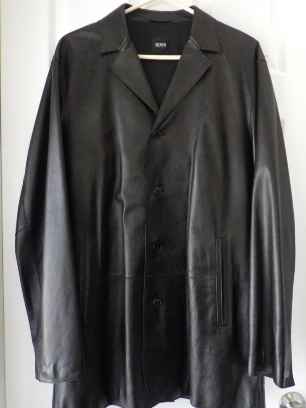 Boss Hugo Boss Men's Lambskin Leather Jacket Blazer Coat Brown Size 54 Formal